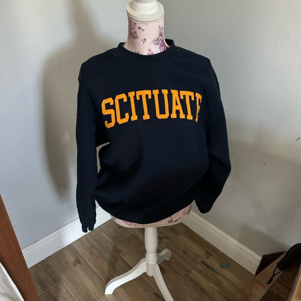 MV Sport Navy Crewneck Sweater with Gold Lettering Scituate
